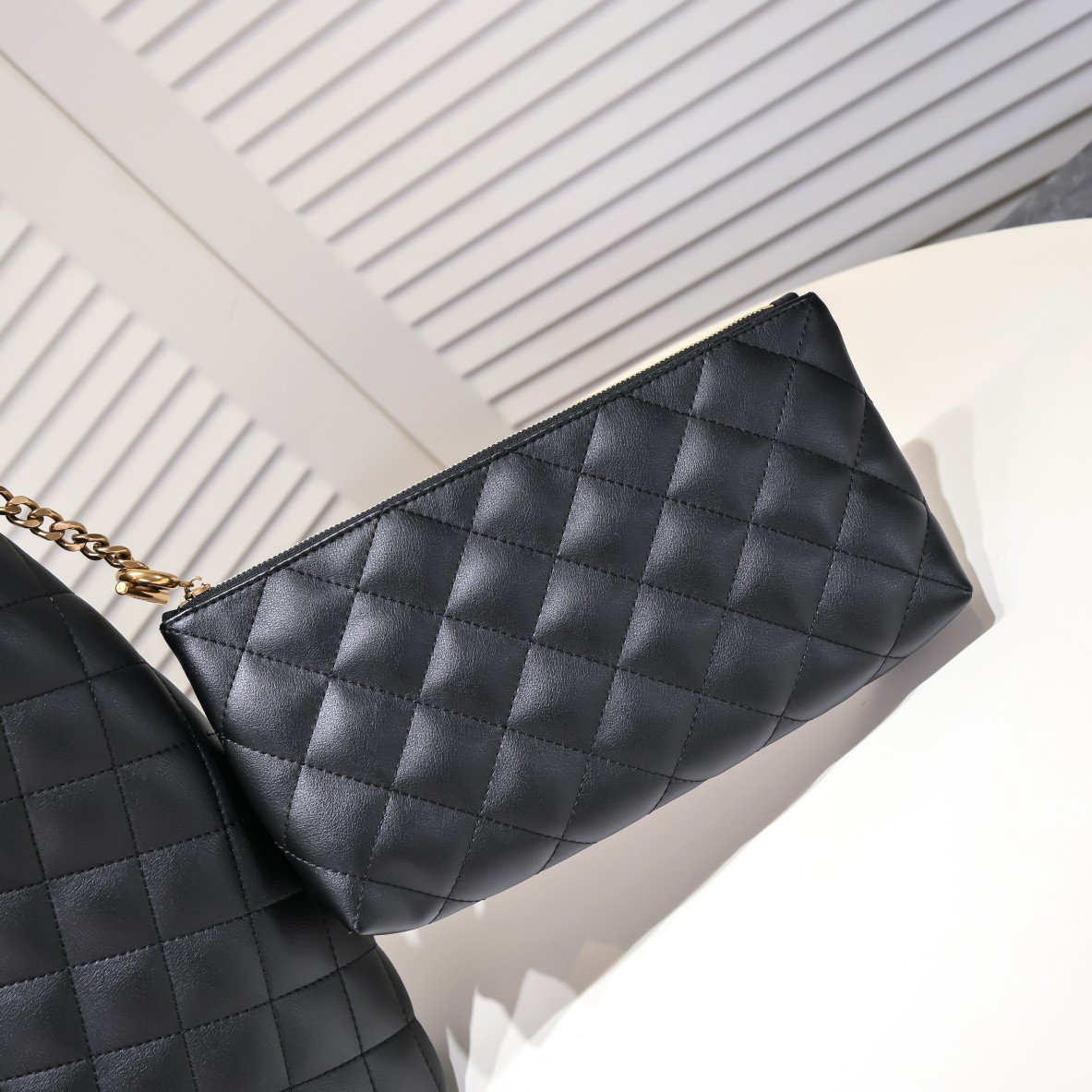 Saint Laurent Icare Maxi Quilted Shoulder Bag Black 50cm 698651AAANG1000