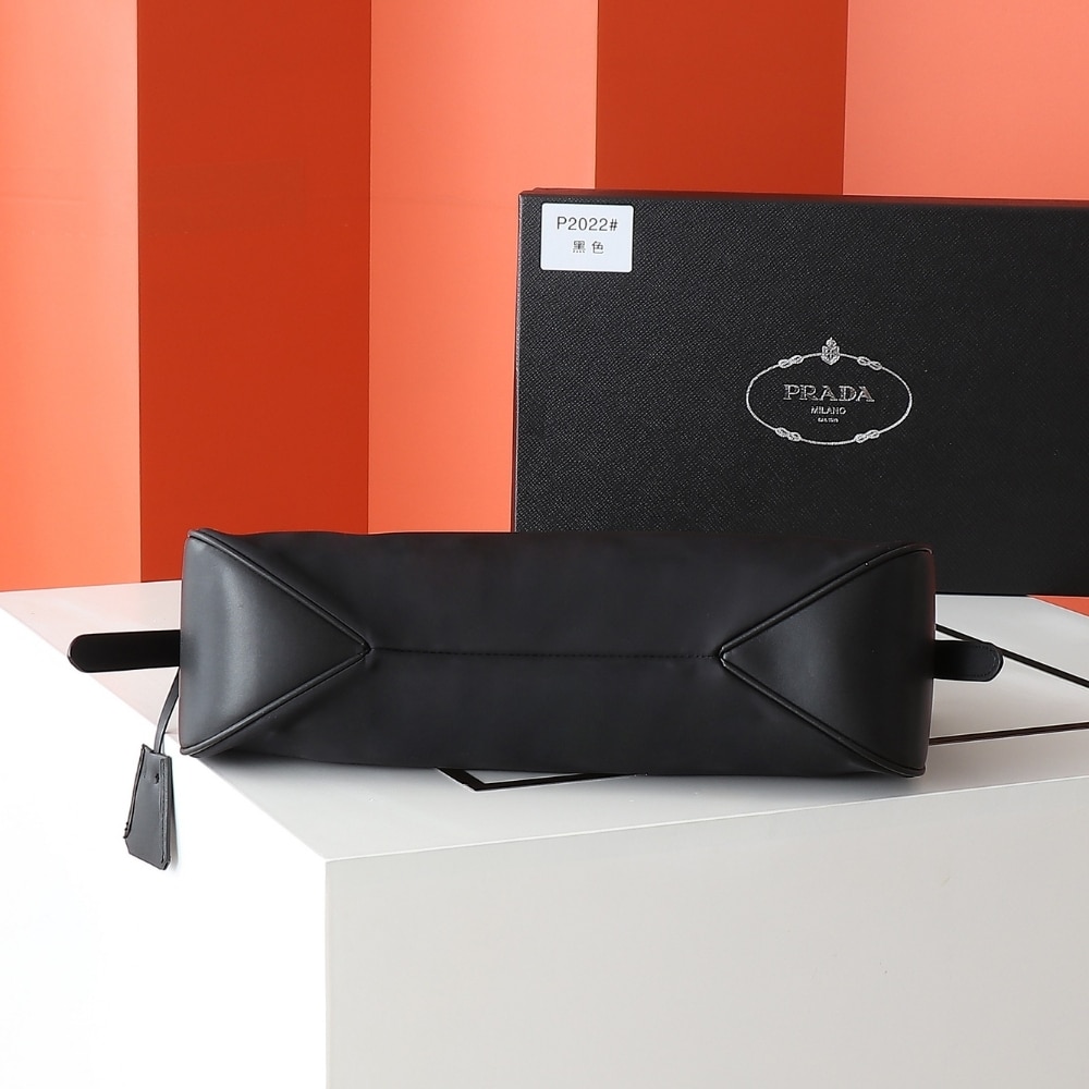 Prada Aimée Large Re Nylon Shoulder Bag With Padlock Black 34Cm