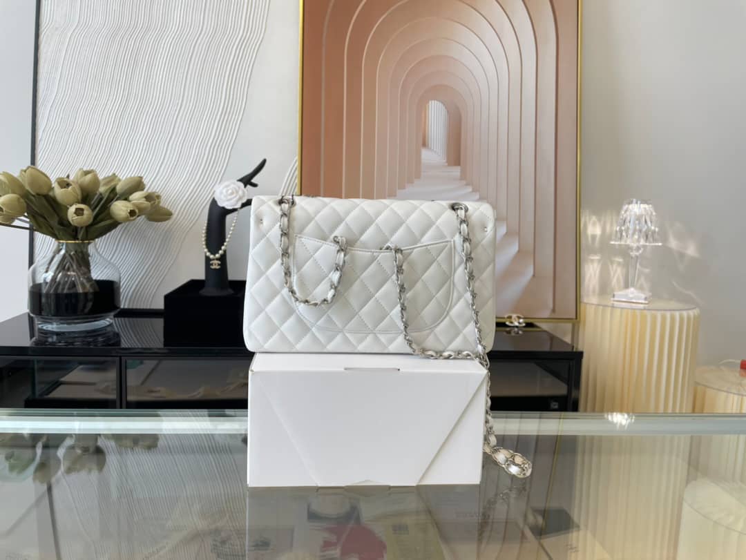 Chanel Classic Double Flap Bag White 25cm
