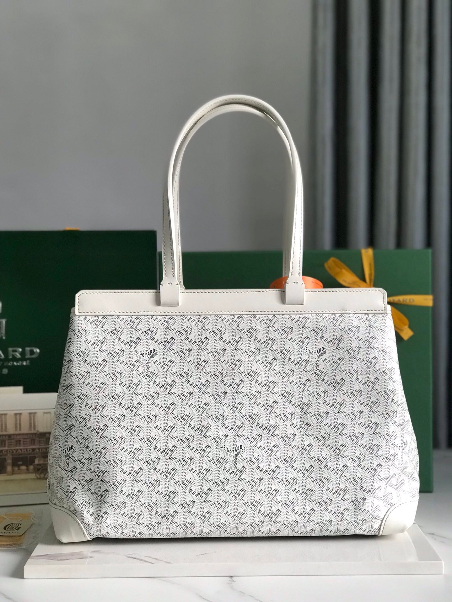Goyard Bellechasse Biaude Pm Bag 36 Cm White Goyardine Canvas And Calfskin Trim