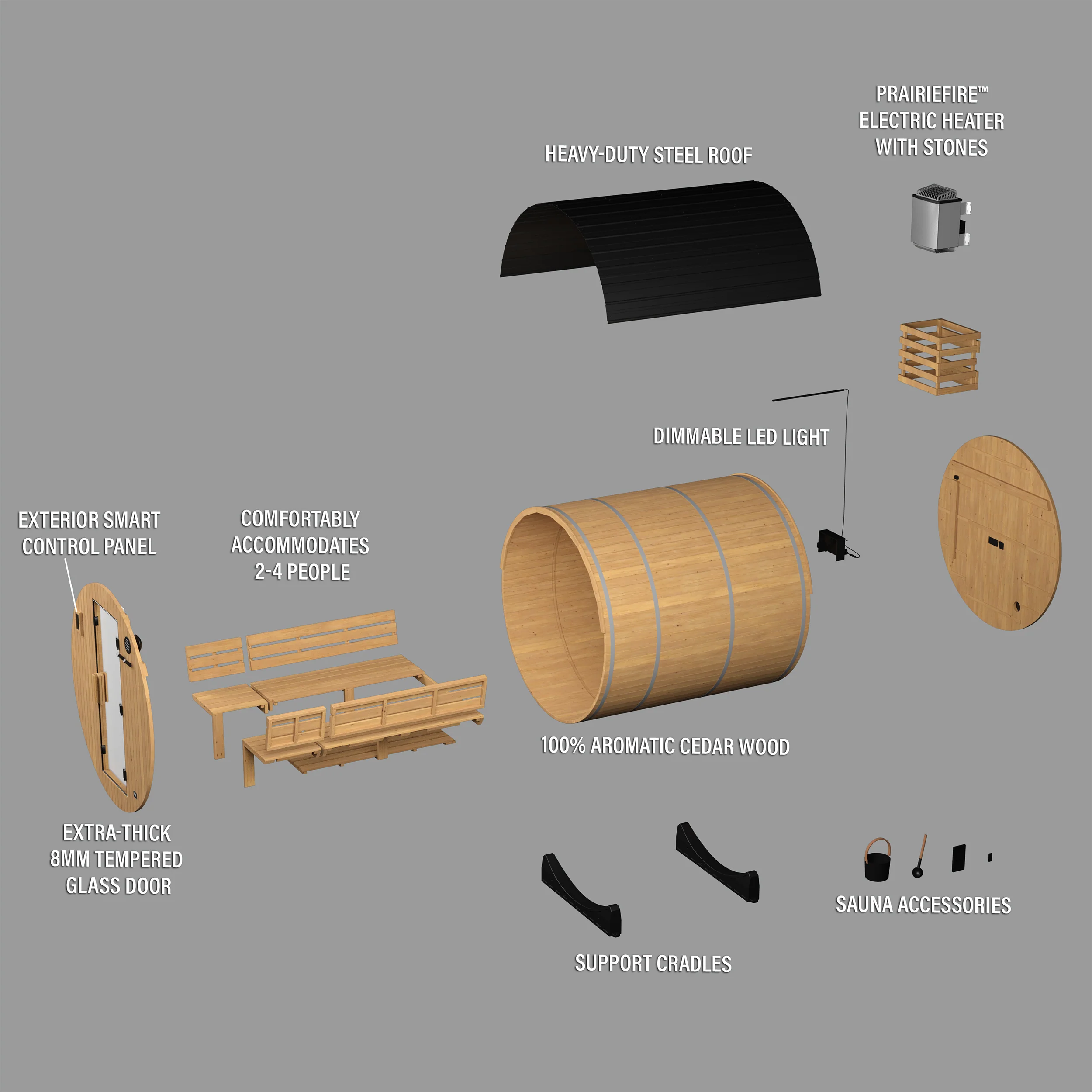 Paxton Outdoor Barrel Sauna with Porch �?2-4 Person