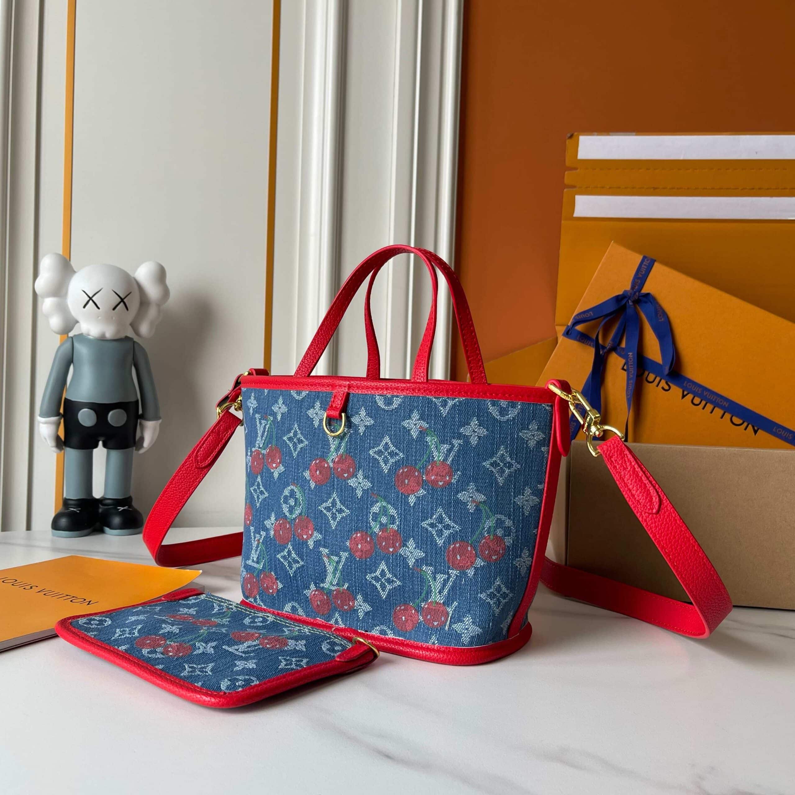 Louis Vuitton X Takashi Murakami Neverfull Inside Out BB Denim Blue 26Cm M14997