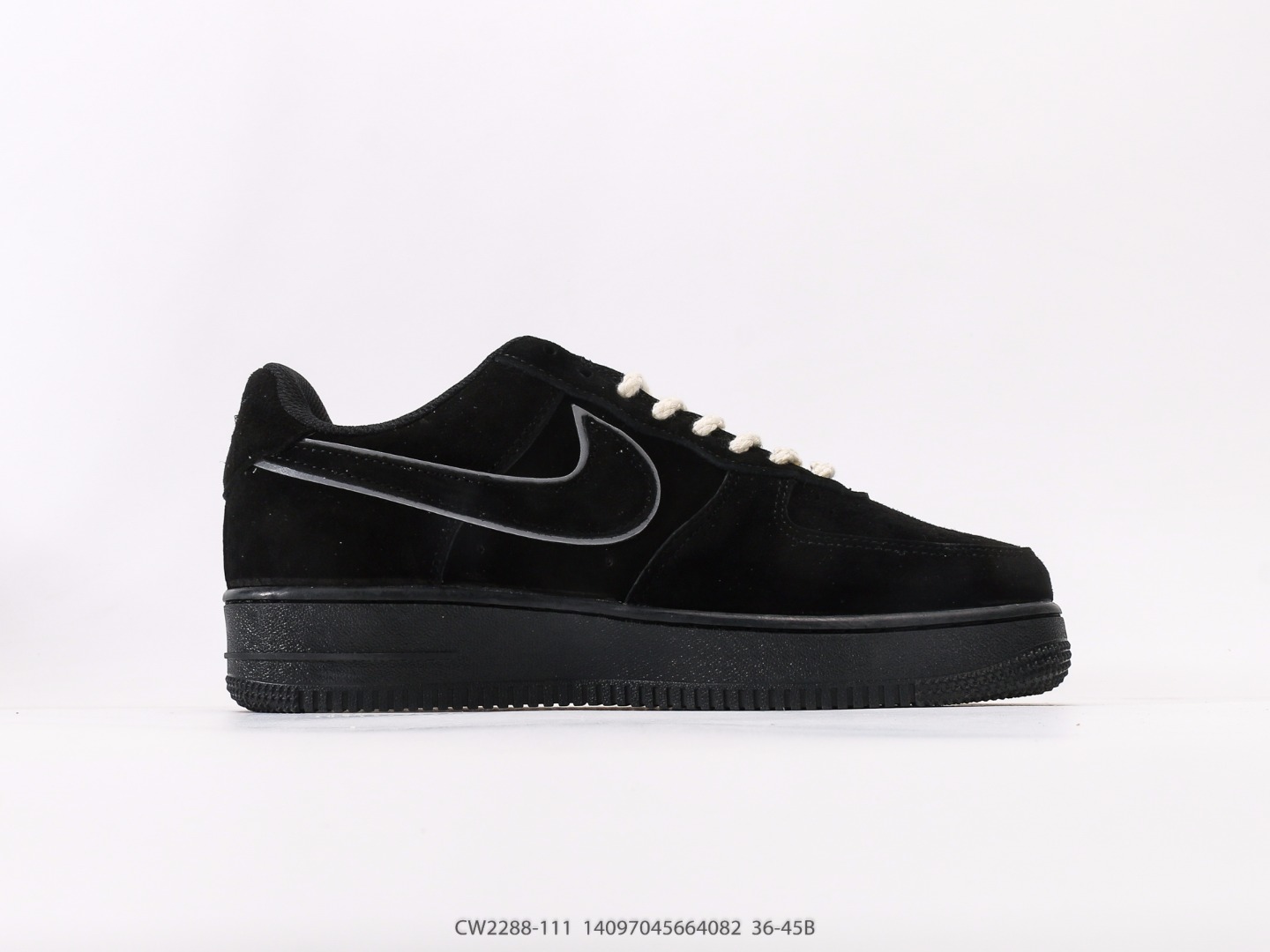 Nike Air Force 1 Low Black Suede Reflective Swoosh