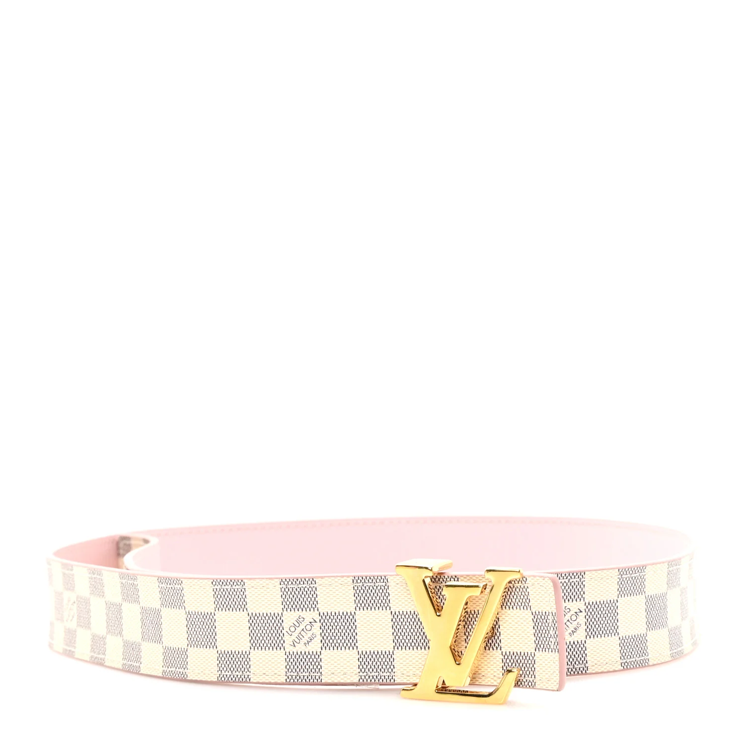 Damier Azur 30mm LV Initiales Reversible Belt 80 32 Pink