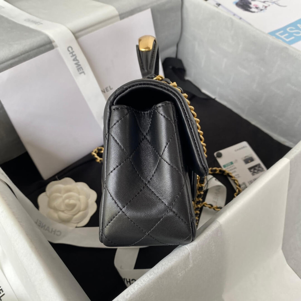 Chanel Mini Flap Bag With Gold Top Handle 20cm