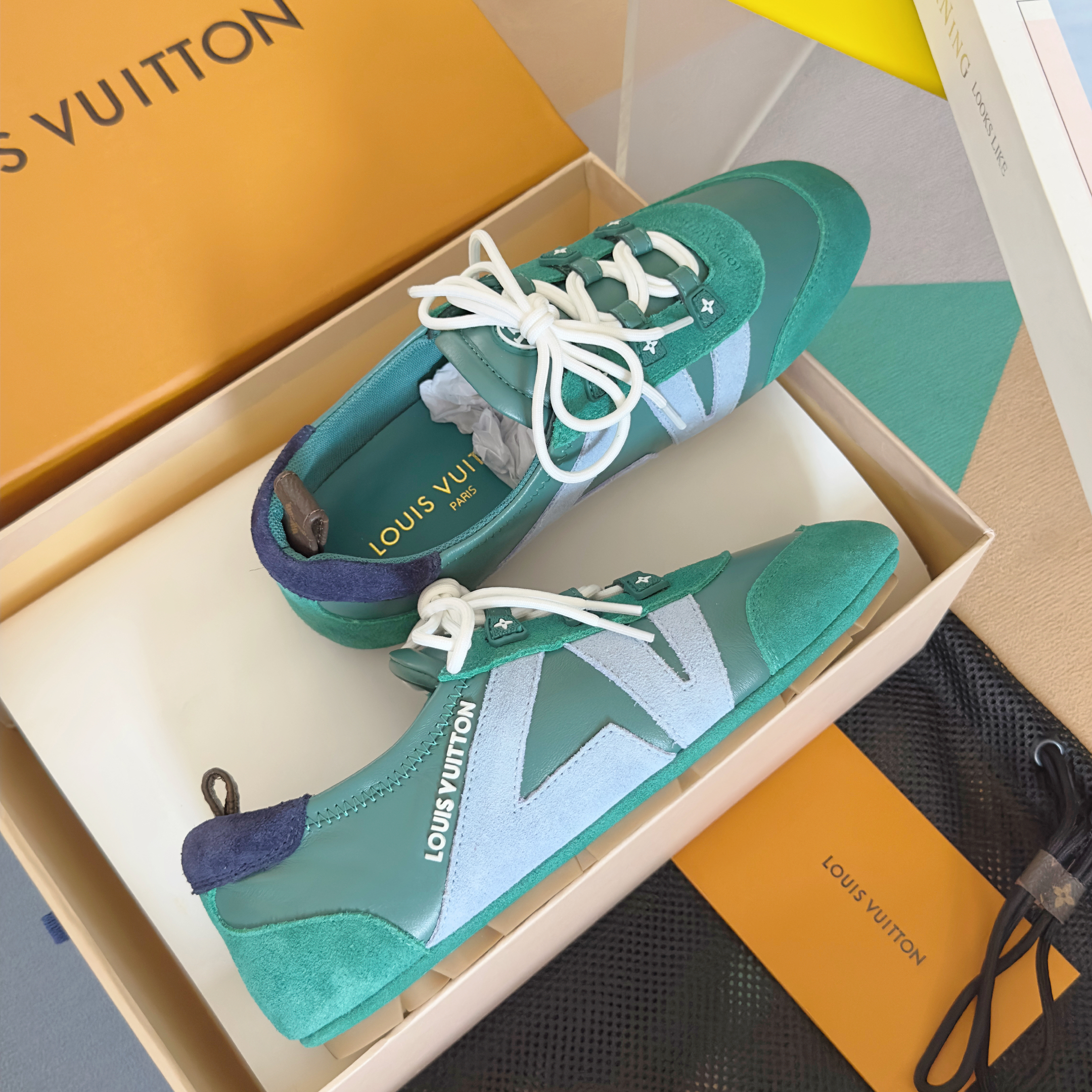 Louis Vuitton Sneakerina Green & Light Blue – Women’s Ballet-Inspired Slim Sneakers