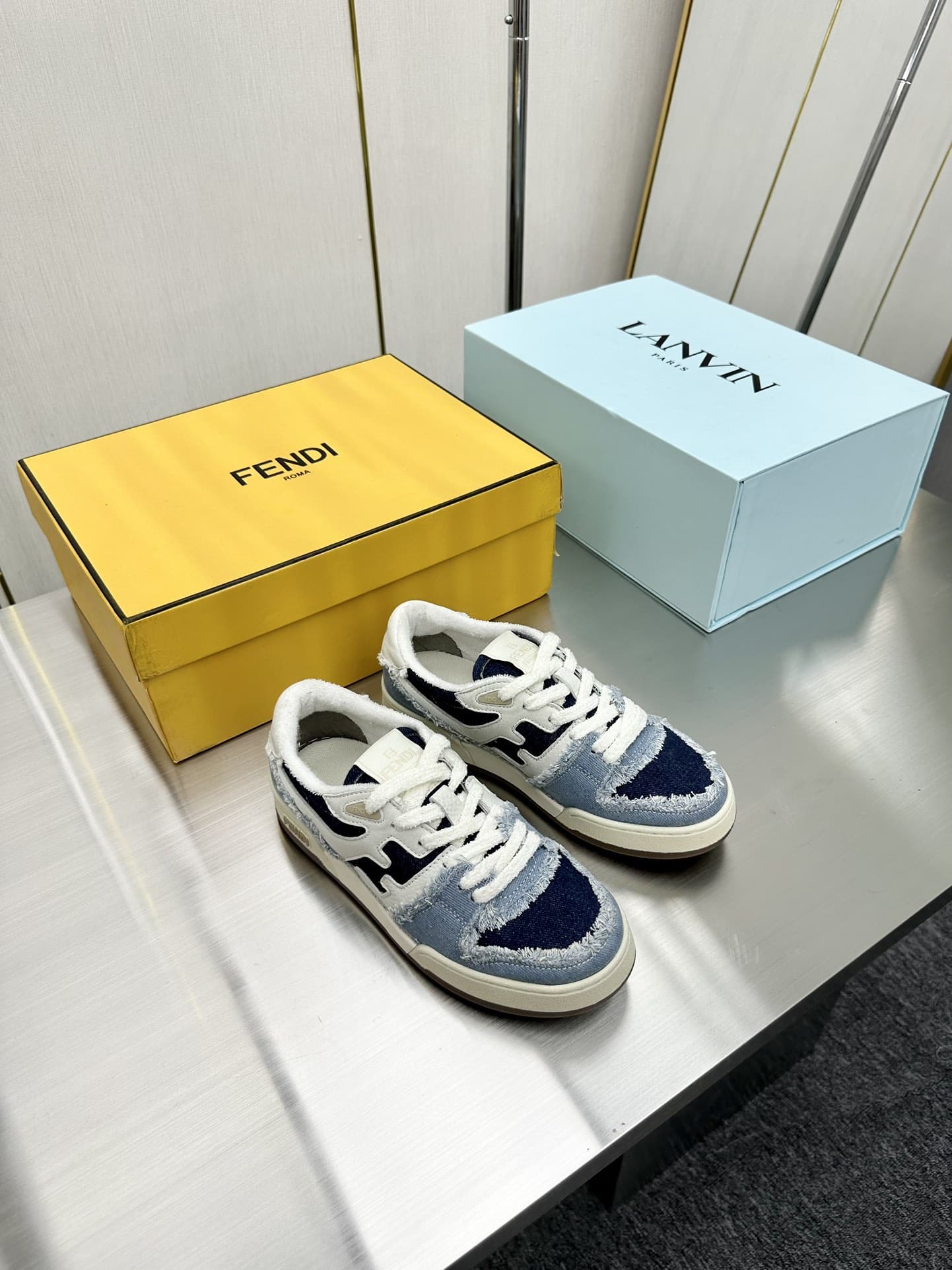 Fendi Match Suede Low Tops Denim Blue 7E1495Amf1F1Jid
