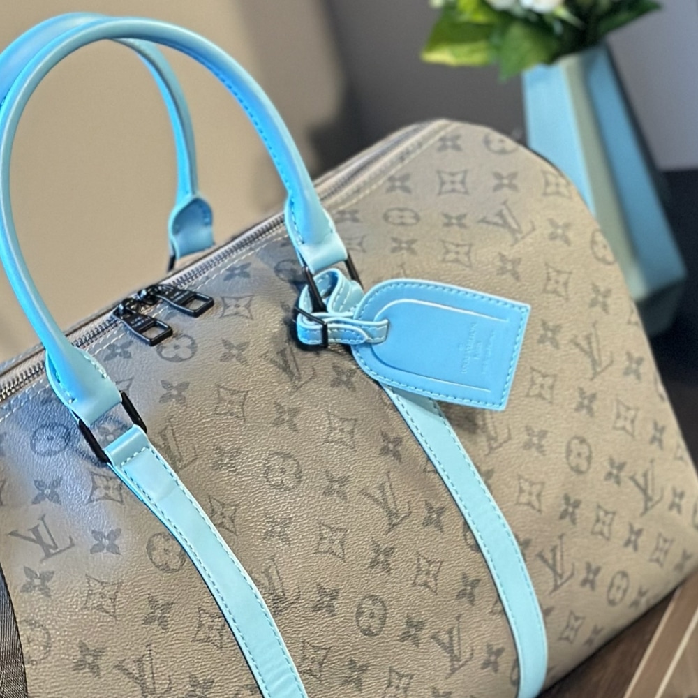 Louis Vuitton Keepall Bandoulière 45 Monogram Eclipse Reverse Coated Canvas Turquoise 45cm M11481