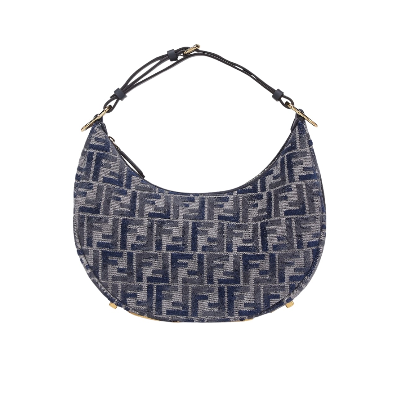 Fendi Fendigraphy Small Dark Blue Ff Chenille Bag 30Cm