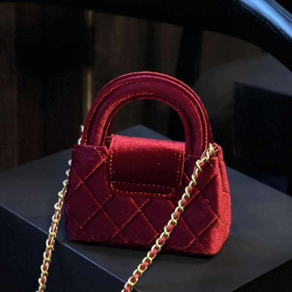 Chanel Velvet Nano Kelly Re Edition Red 13Cm