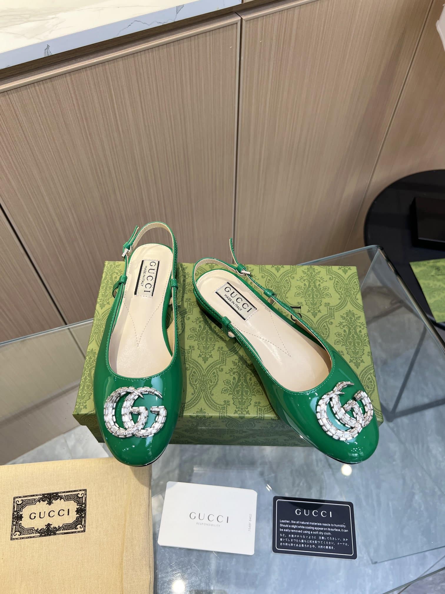 Gucci Gg Crystal Slingback Green