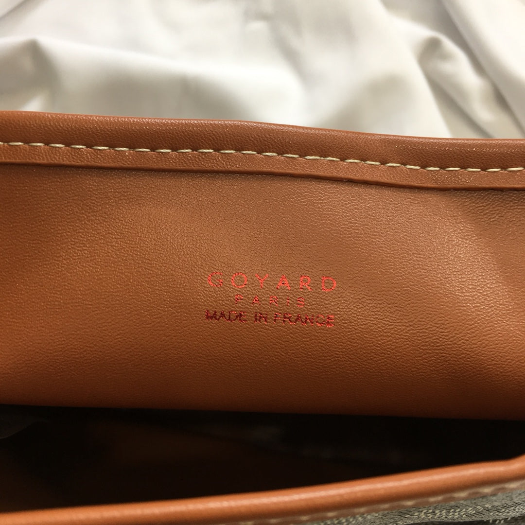 Goyard Anjou Mini Bag 20cm Black And Tan Canvas