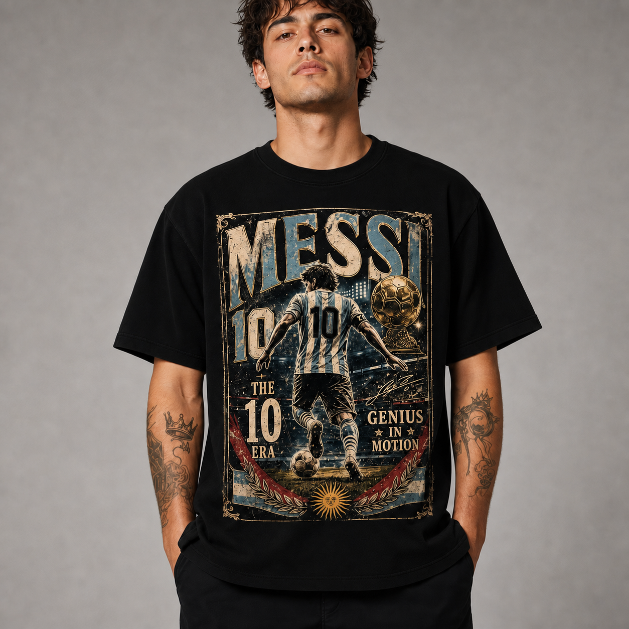 Messi World Cup Printed T-Shirt Unisex Loose Fit T-Shirt 100% Cotton Soft Comfortable Summer Casual Printed Top