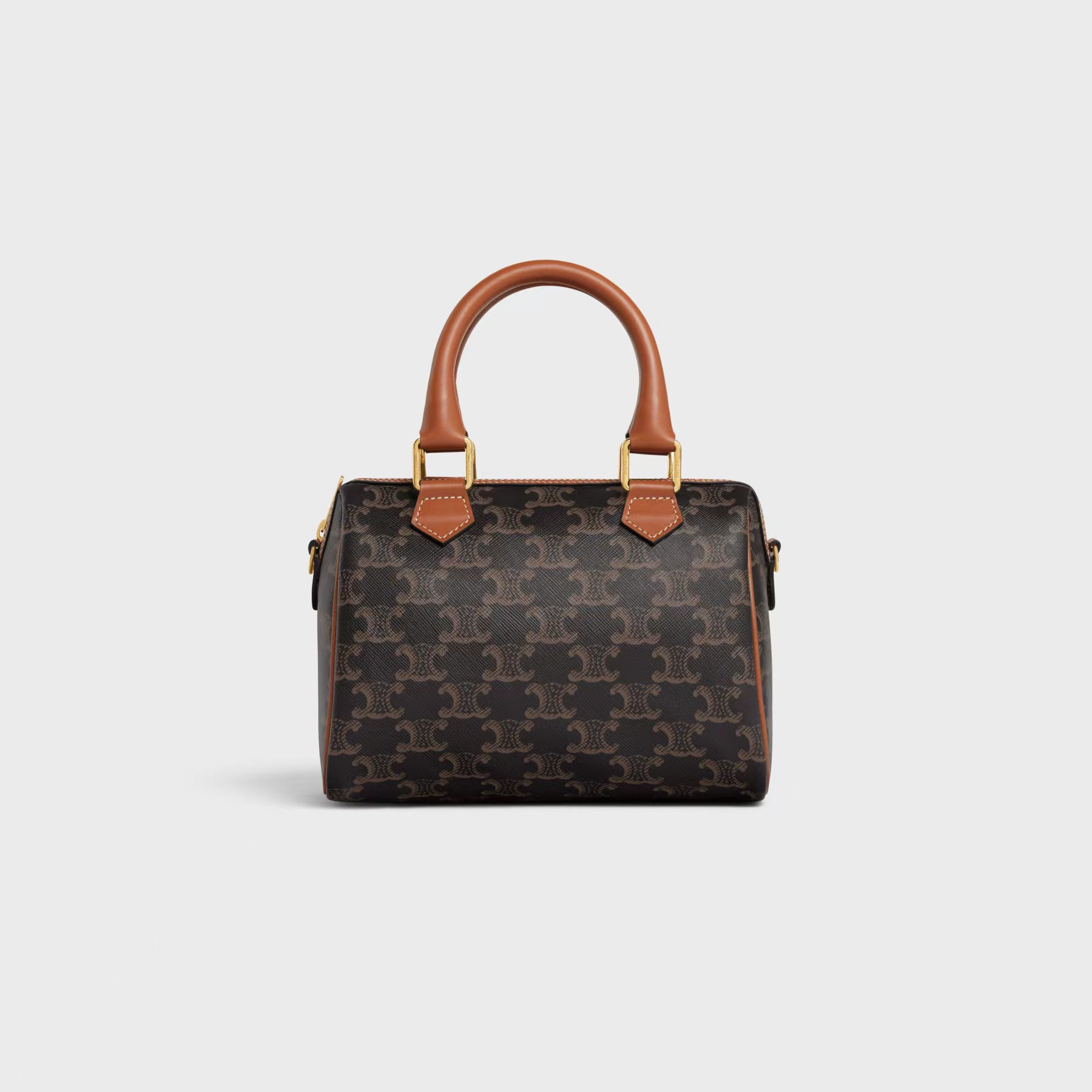 SMALL BOSTON IN TRIOMPHE CANVAS AND CALFSKIN TAN