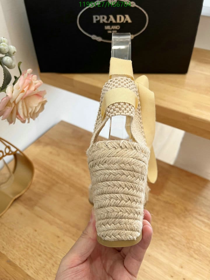 Prada Linen Espadrille Wedge Sandals Beige
