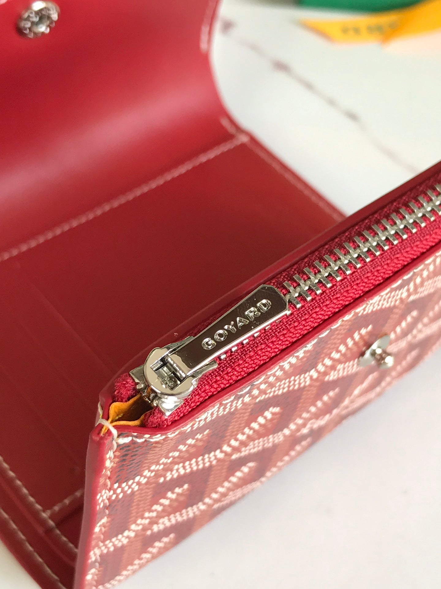 Goyard Saint-Gabriel Wallet Classic Red Calfskin And Goyardine Canvas 12cm