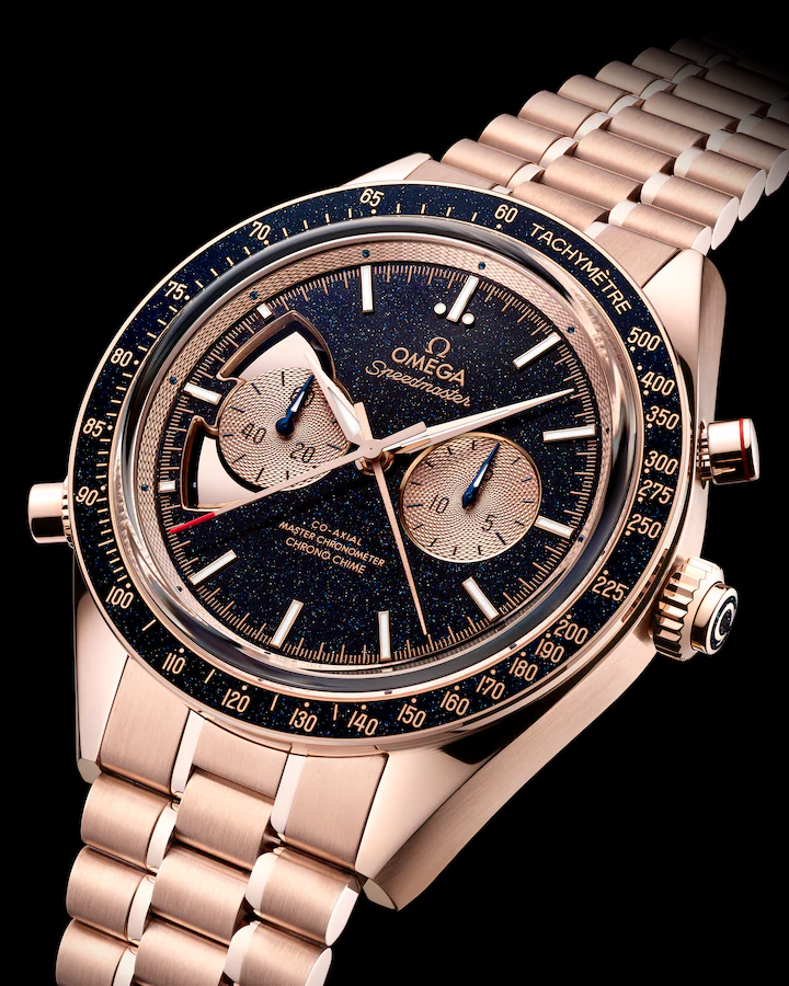 Omega Speedmaster Chrono Chime 45mm Blue Dial Sedna™ 18k Rose Gold Bracelet 522.50.45.52.03.001