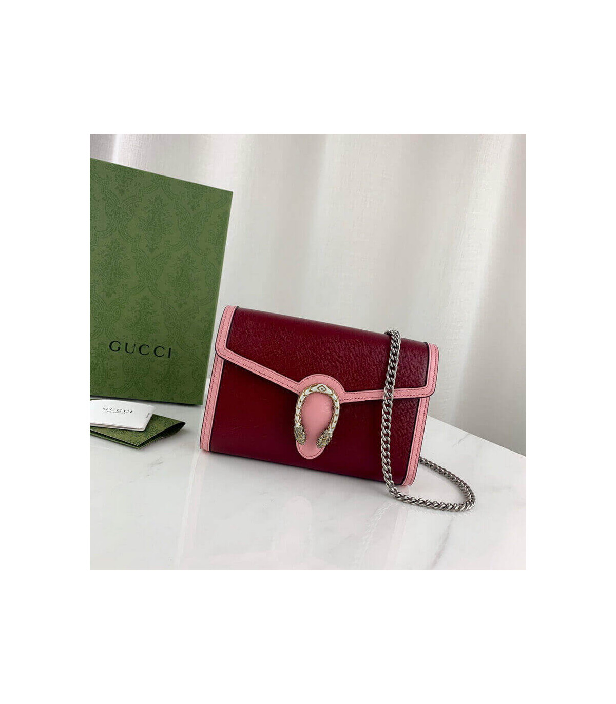 Gucci Dionysus Mini Chain Bag in Red and Pink Leather 20cm