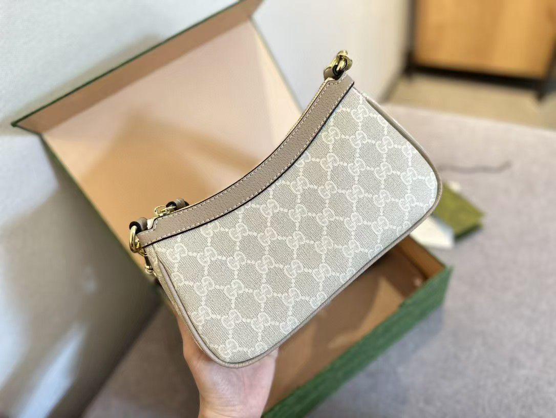 Gucci Ophidia Small Shoulder Bag Beige And White 25Cm 735132 Uulag 9682