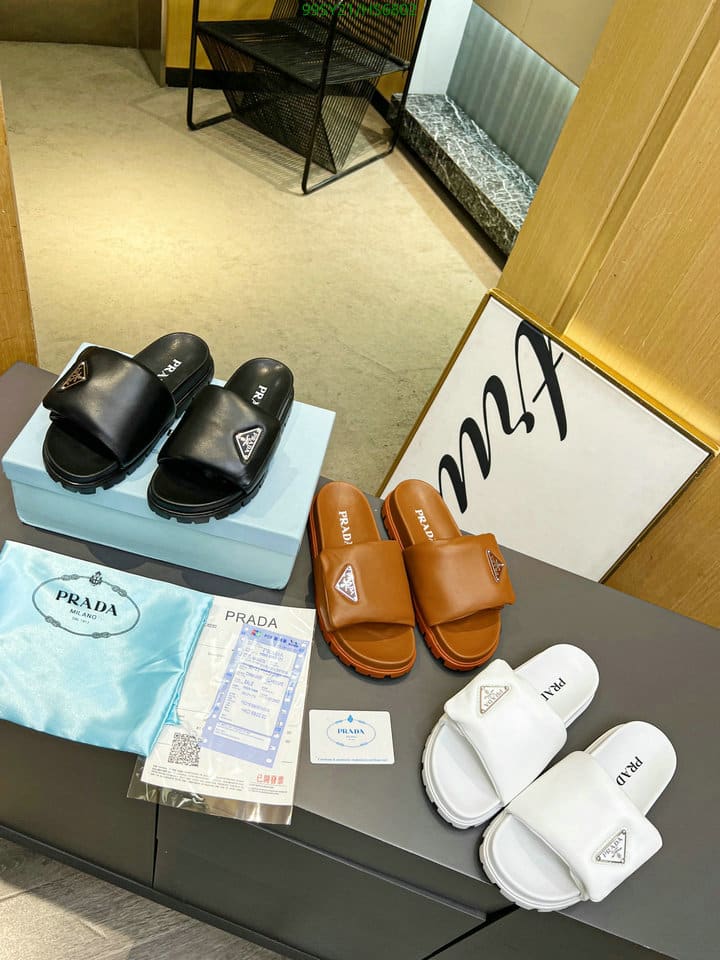 Prada Soft Padded Nappa Leather Slides Brown