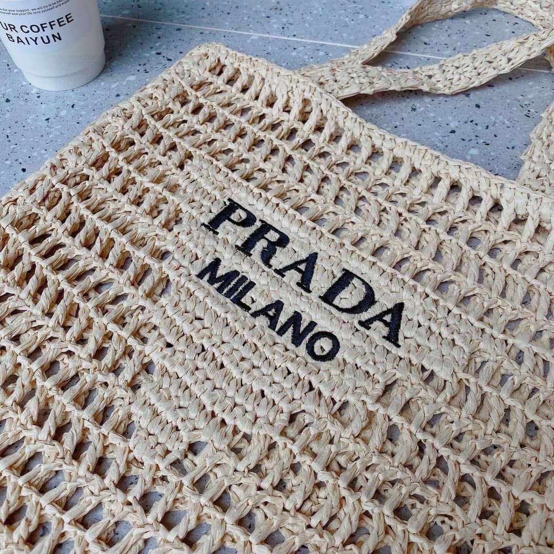 Prada Crochet Tote Bag Natural 38cm 1BG393 2C2T F0018 V OOO