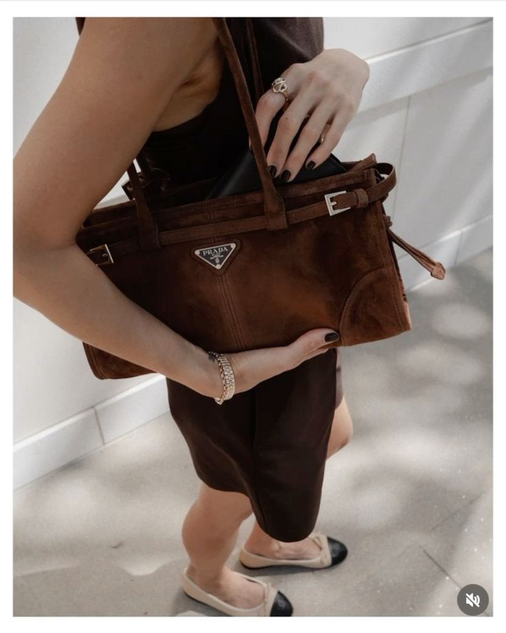 Prada Medium Suede Handbag Cocoa Brown 32Cm