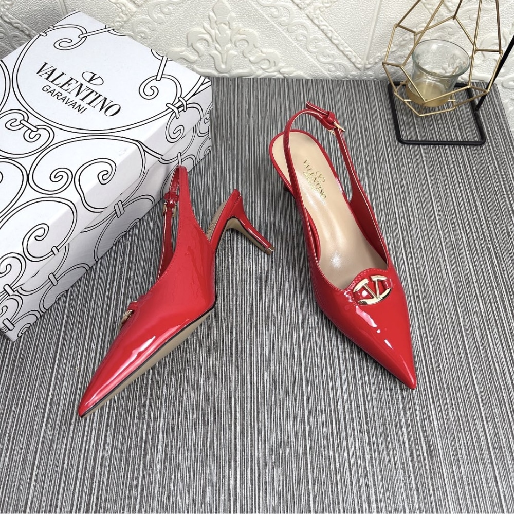 Valentino VLogo The Bold Edition Patent Leather Slingback Pumps, 60mm – Rouge Pur