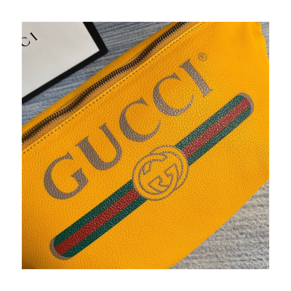 Gucci Print Leather Belt Bag Yellow