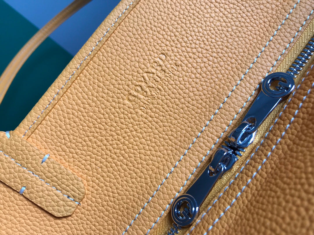 Goyard Hardy Pm Bag 40 Cm Yellow Goyardine Canvas And Taurillon Leather Trim