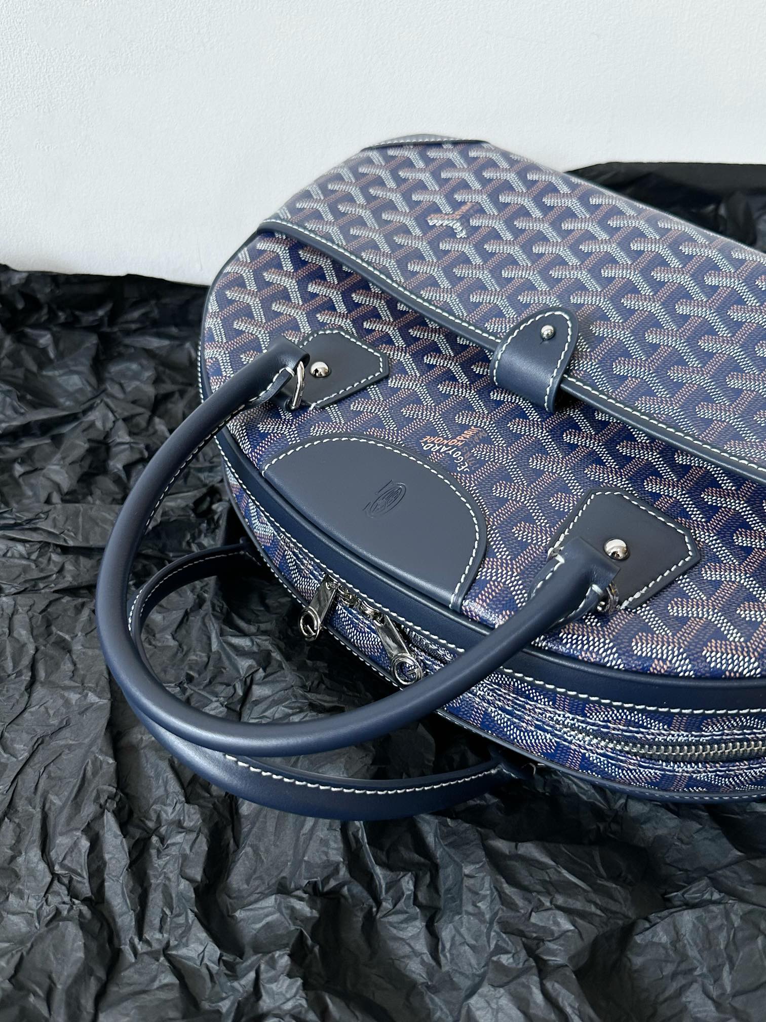 Goyard Goya Bowling Ball Medium Navy Blue Canvas 35cm