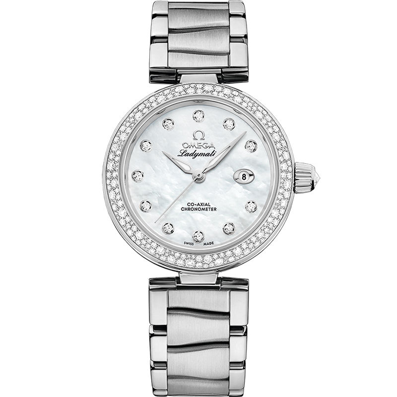 Omega De Ville Ladymatic 34mm White Dial with Diamonds Stainless Steel Bracelet 425.35.34.20.55.002