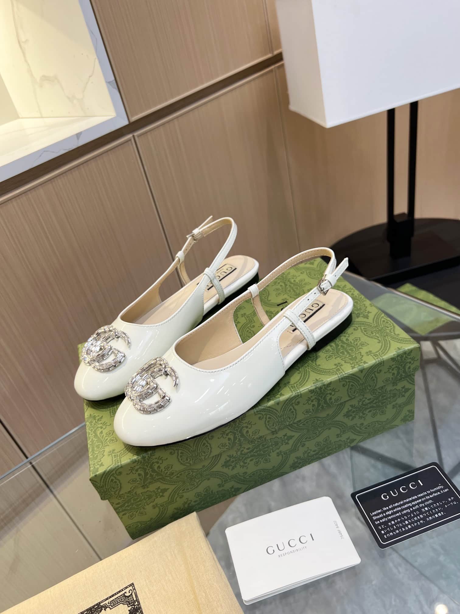 Gucci Gg Crystal Slingback White