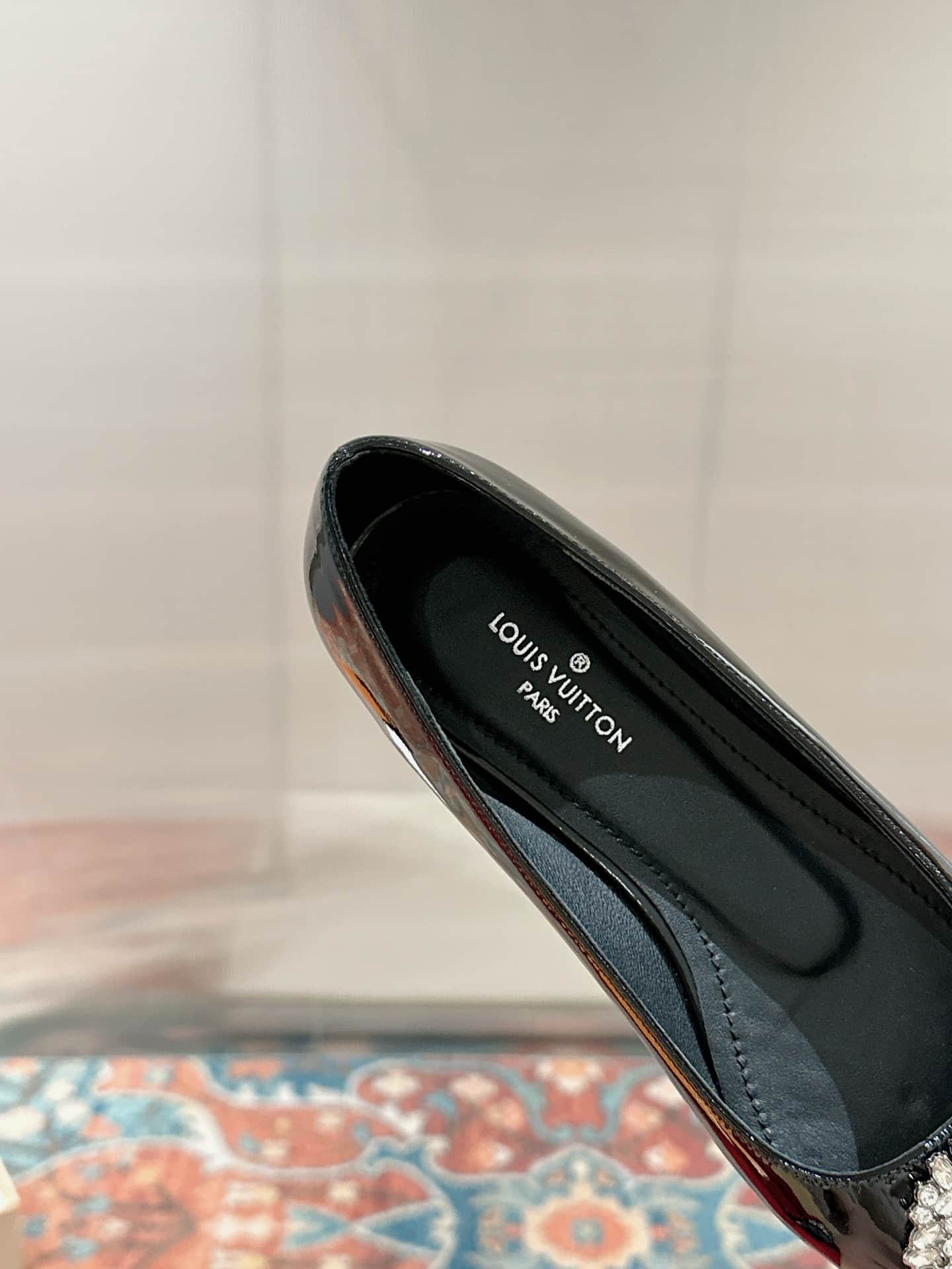 Louis Vuitton Crystal Lv Ballet Flats Black