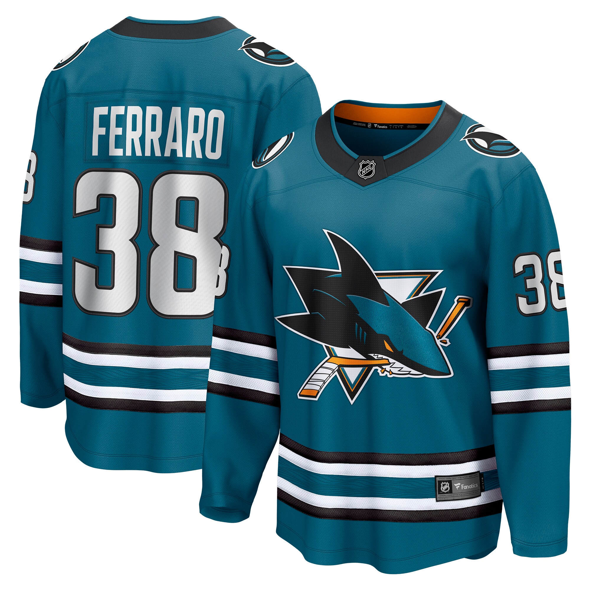 Mario Ferraro San Jose Sharks Fanatics Home Breakaway Player Jersey – Teal
