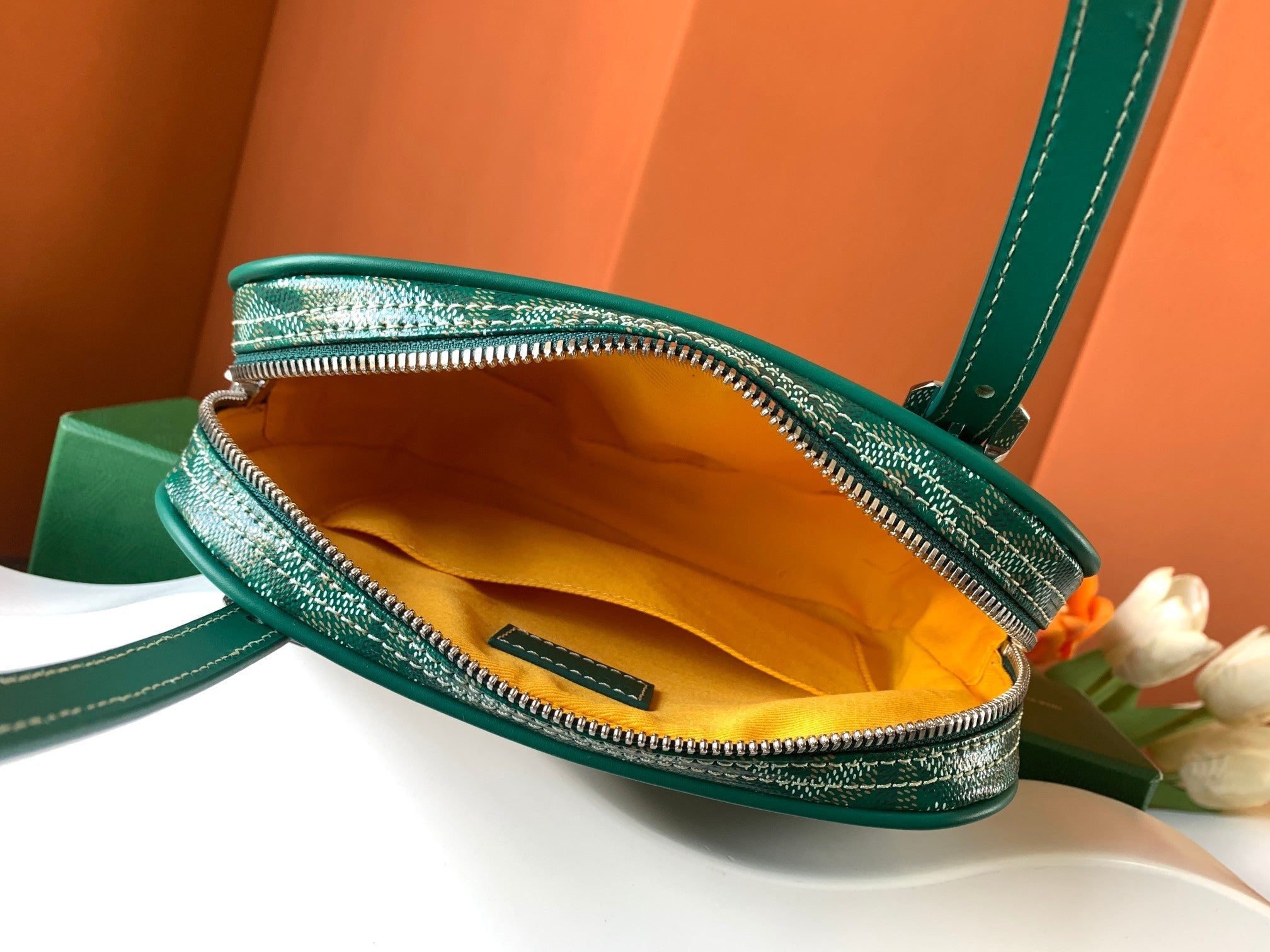 Goyard Yona Bag Coated MM 21Cm Green Canvas