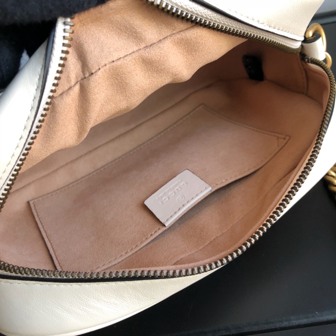 Gucci GG Marmont Small Matelassé Camera Bag White 24cm 447632 DTD1T 9022