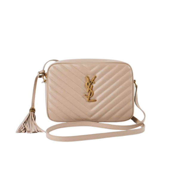 Saint Laurent Lou Camera Bag In Quilted Leather Beige Gold 23Cm