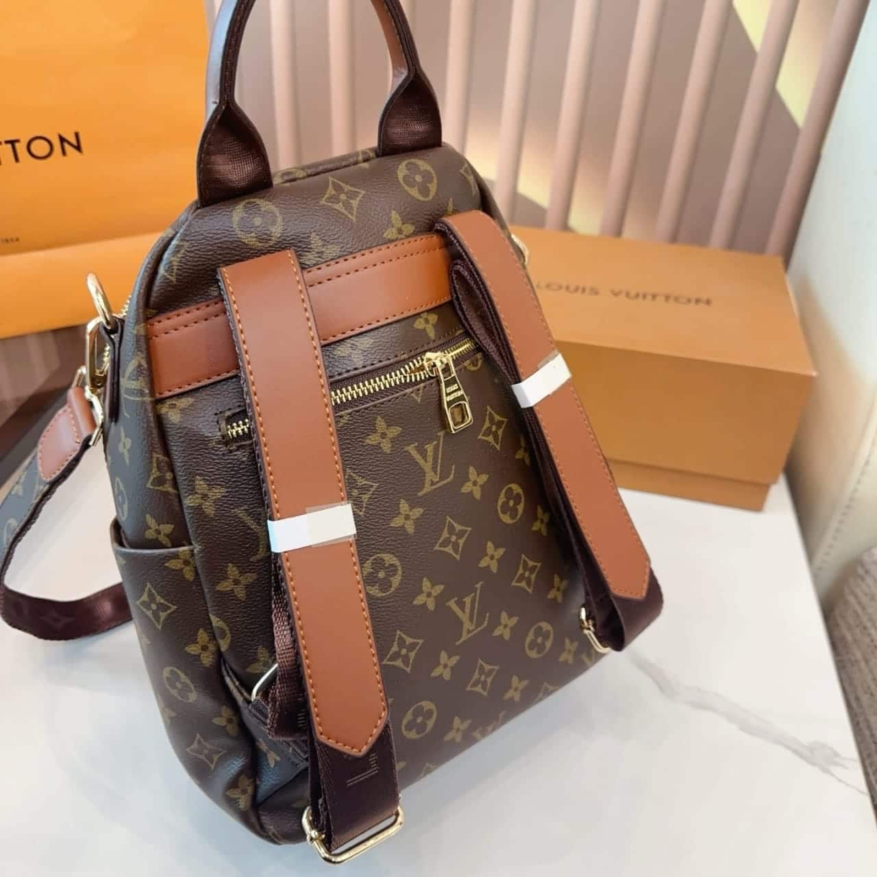 Louis Vuitton Backpack Monogram Dark Brown 28Cm