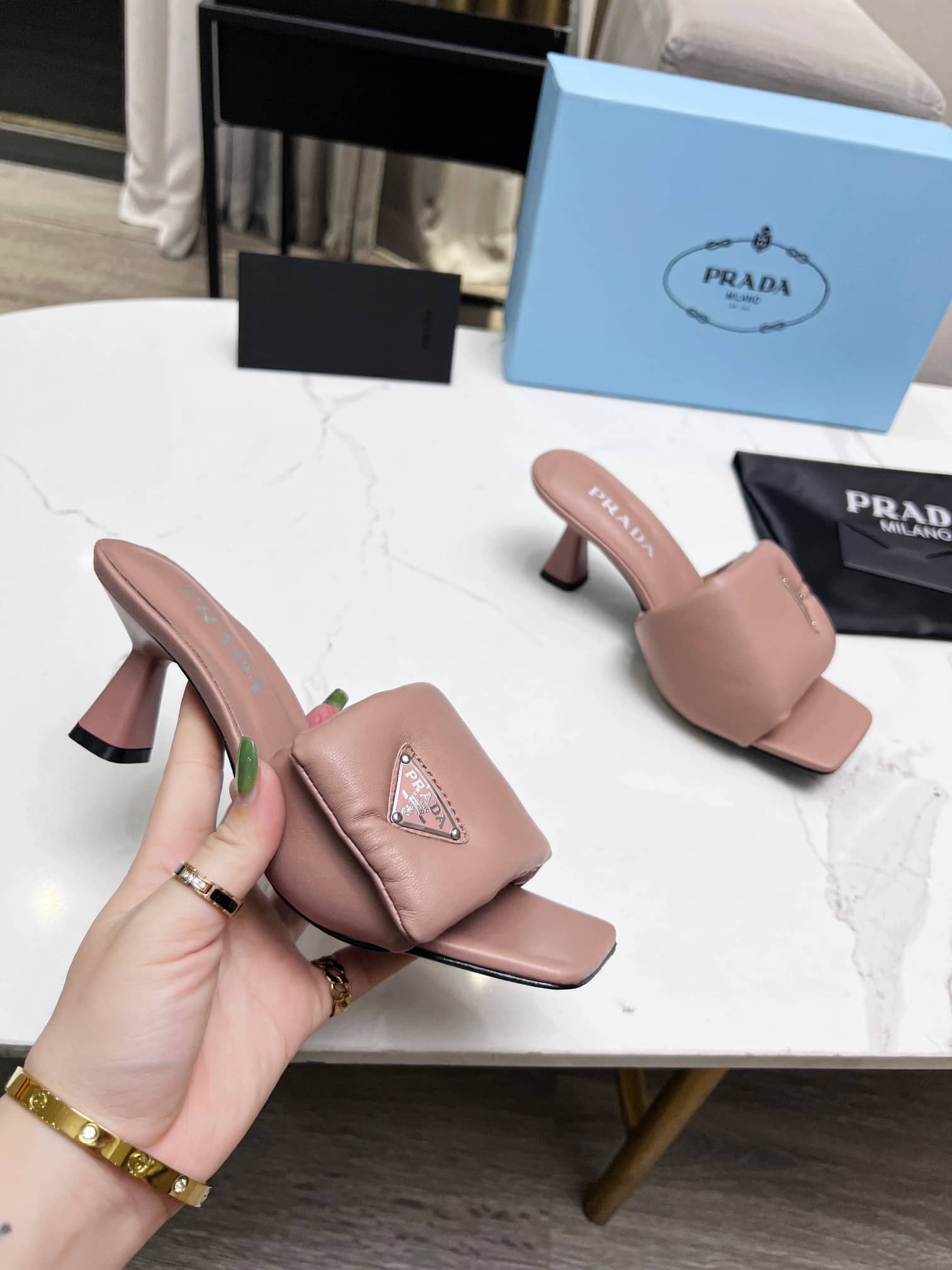 Prada Soft Padded Nappa Sandals Pink