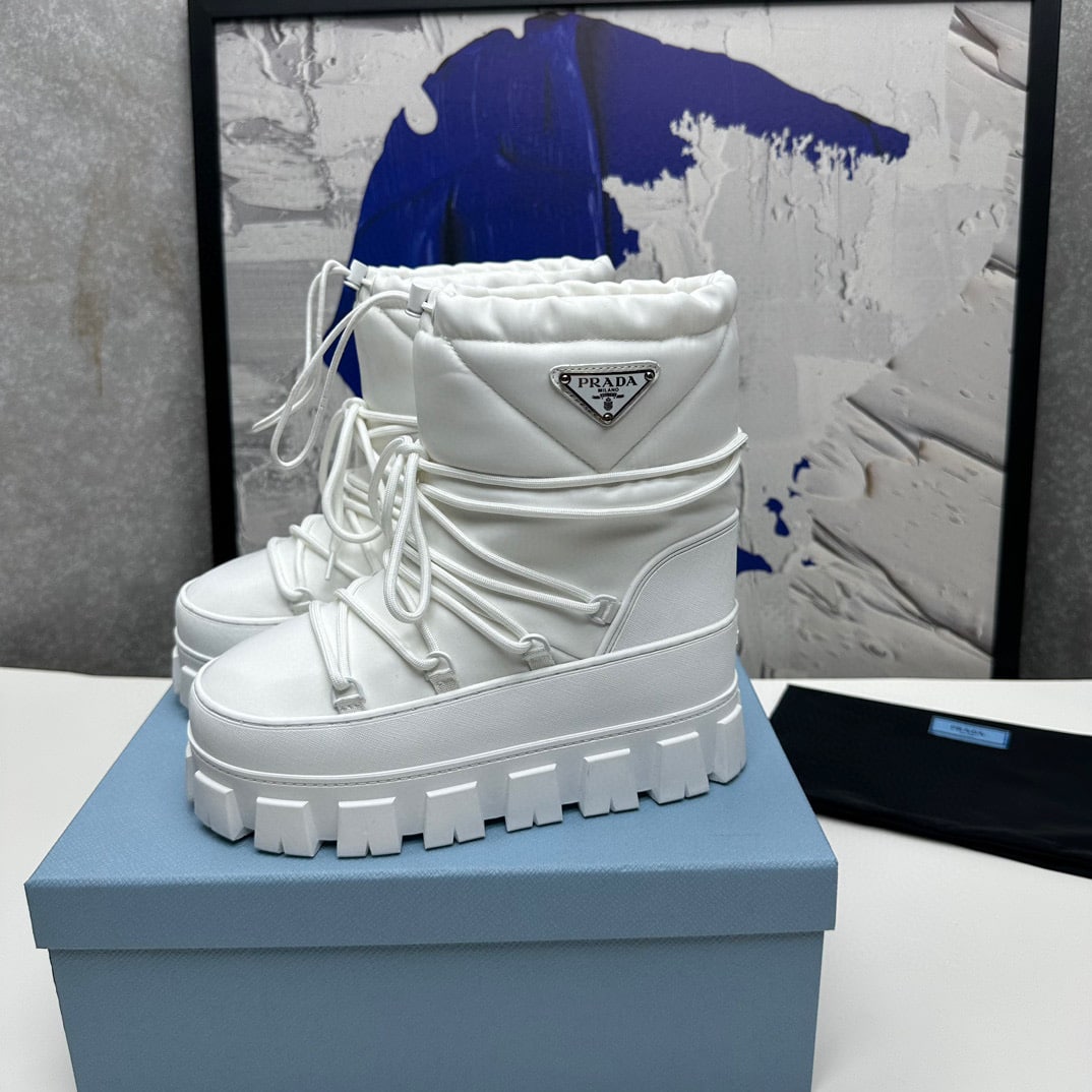 Prada Nylon Gabardine Apr?S Ski Booties White 2U007N 3Lfv F0009 F 040