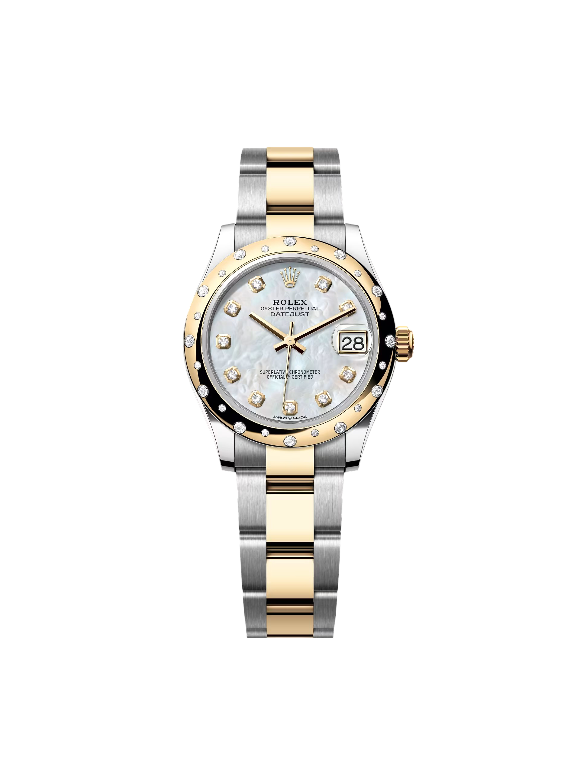 Rolex Datejust m278343 31mm White Mother-of-Pearl Dial Yellow Rolesor Jubilee Watch