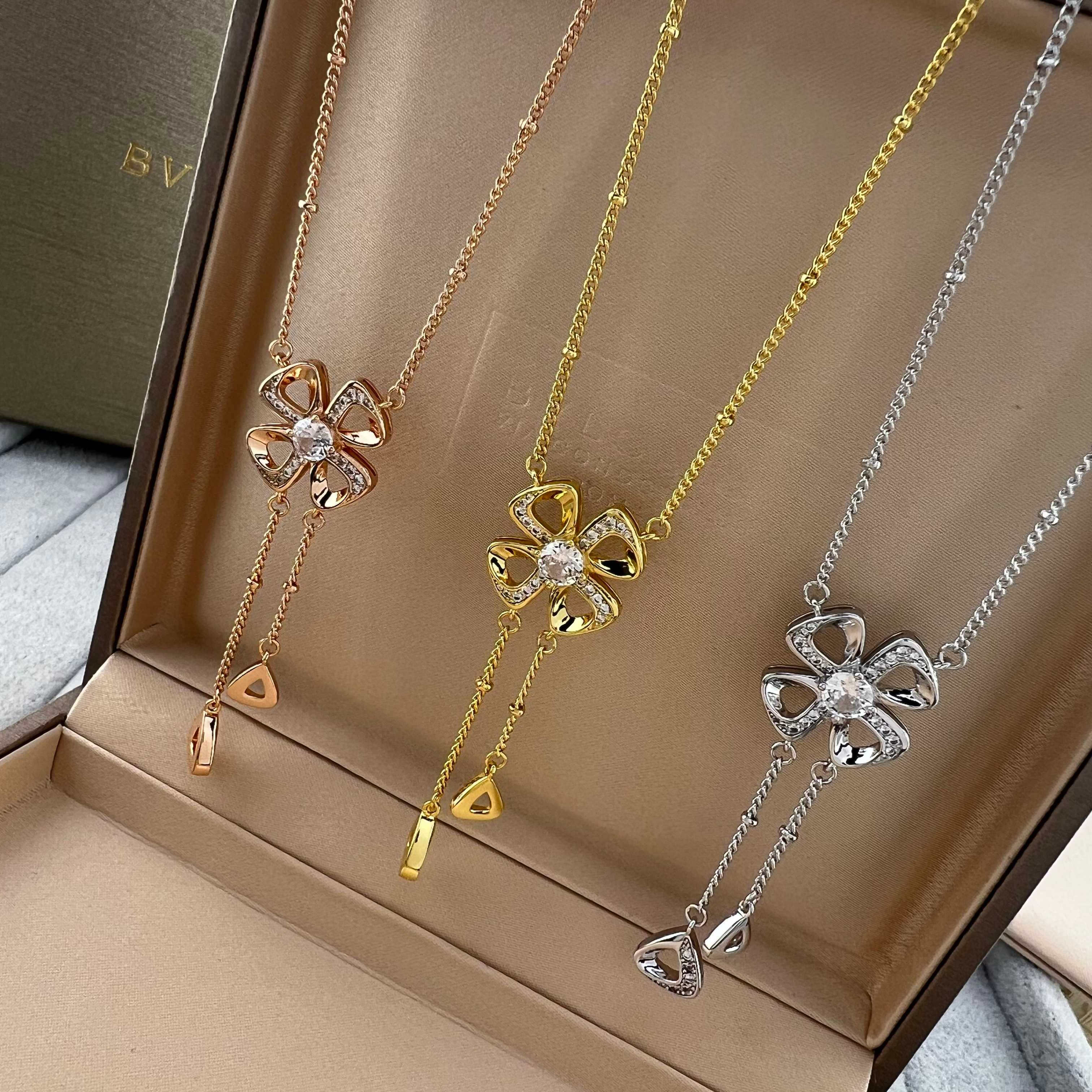 Everlasting Flower Diamond Tassel Necklace