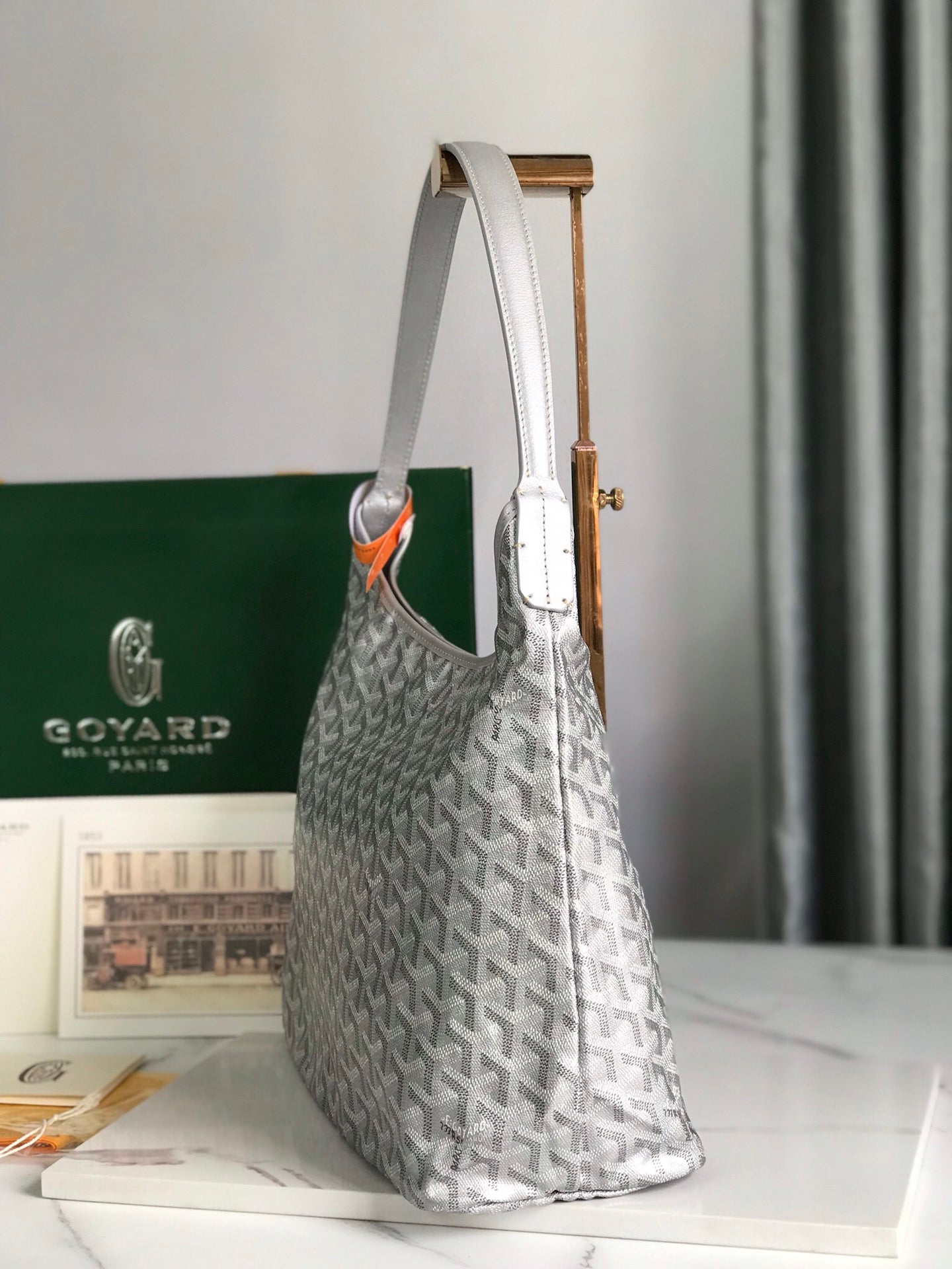 Goyard Hobo Boheme 42Cm Light Grey Canvas
