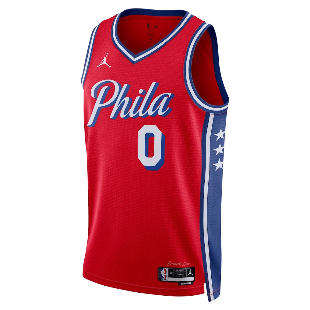 Unisex Philadelphia 76ers Tyrese Maxey Jordan Brand Red Swingman Jersey - Statement Edition