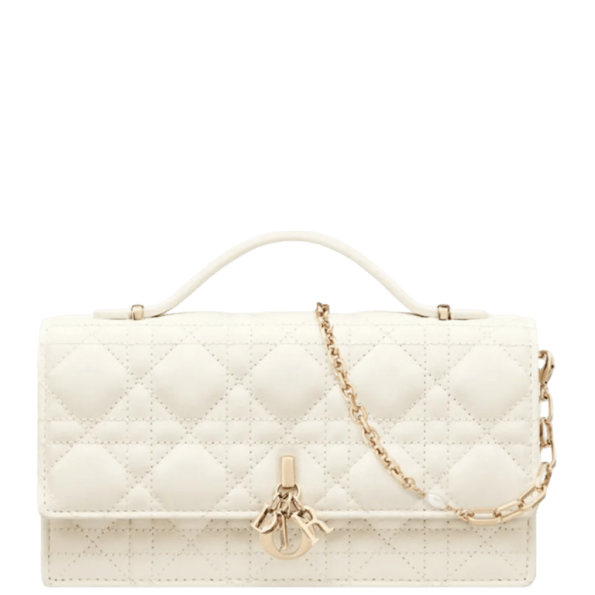 DIOR LADY DIOR PHONE POUCH WHITE 19CM