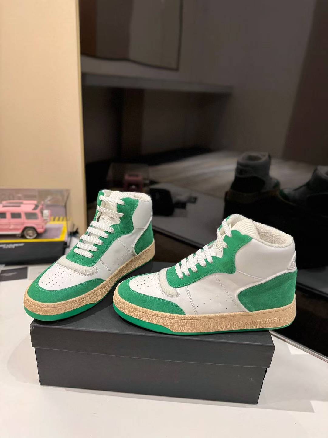 YSL Leather High Top Sneakers