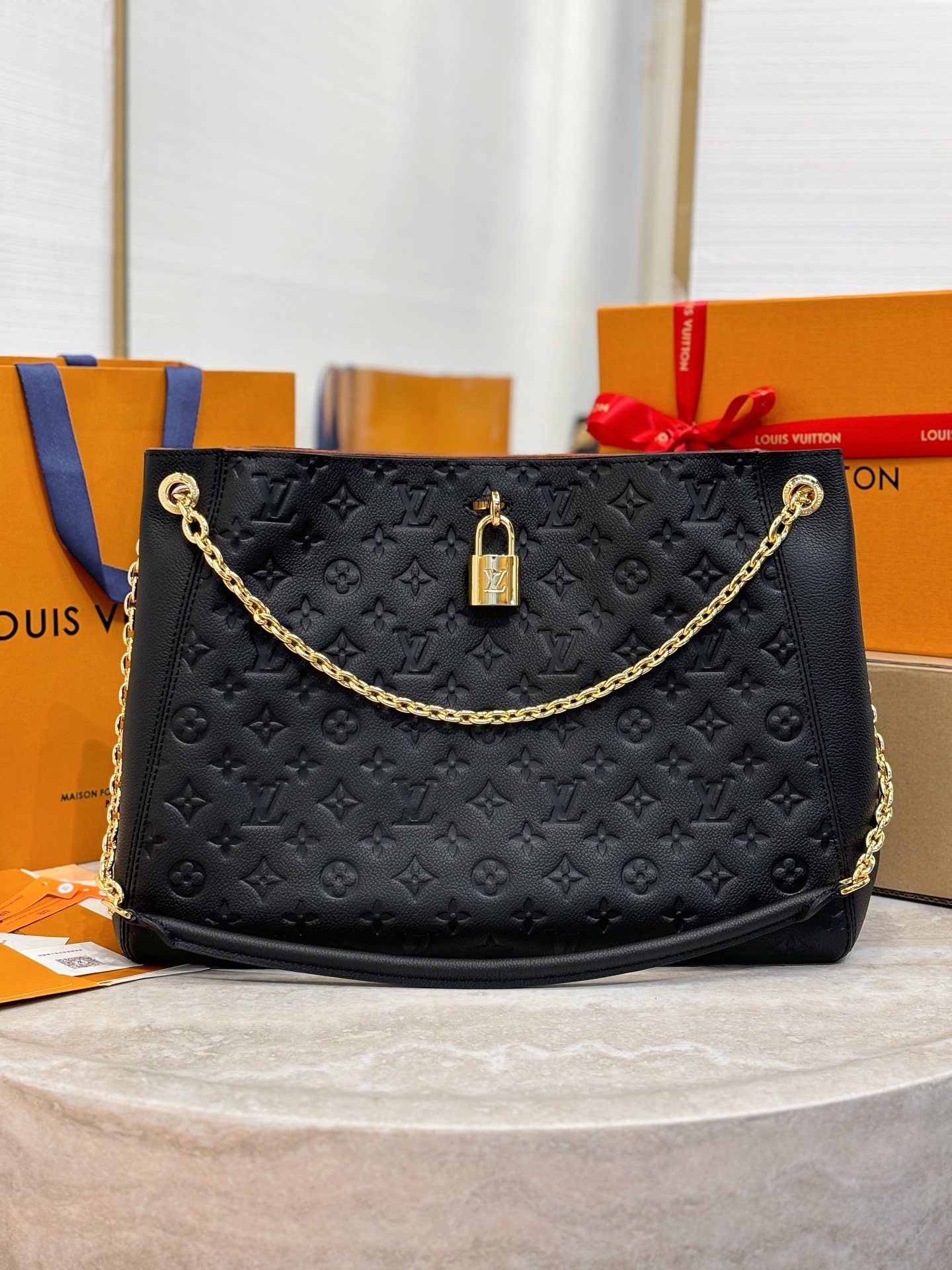 Louis Vuitton LV Anytime MM Monogram Empreinte Bag Black M14324 42cm/ 16.5in
