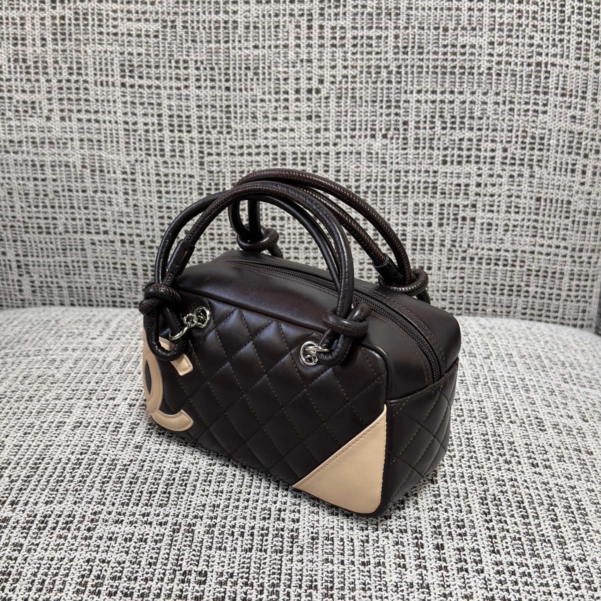 Cambon Quilted Lambskin Mini Boston Bag  Bowling Bag