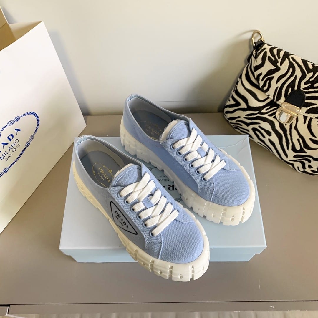 Prada Double Wheel Nylon Gabardine Sneaker Light Blue 1E260M3Lfxf0591F050