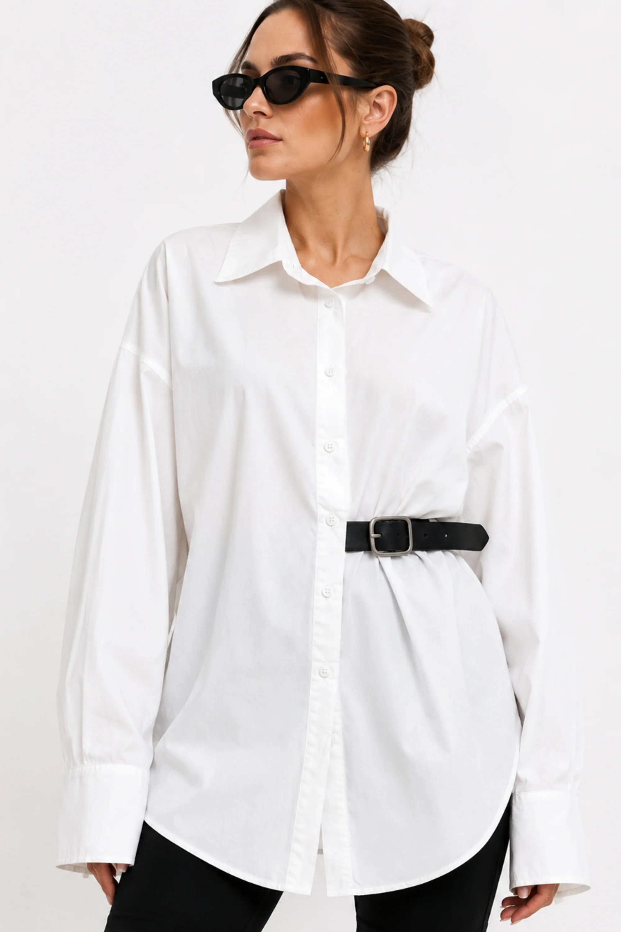 White Belted Statement Shirt